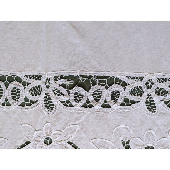 Vintage Battenberg table cloth 64x96" AS IS + napkins, Tape Lace Bridal - Picture 7 of 10